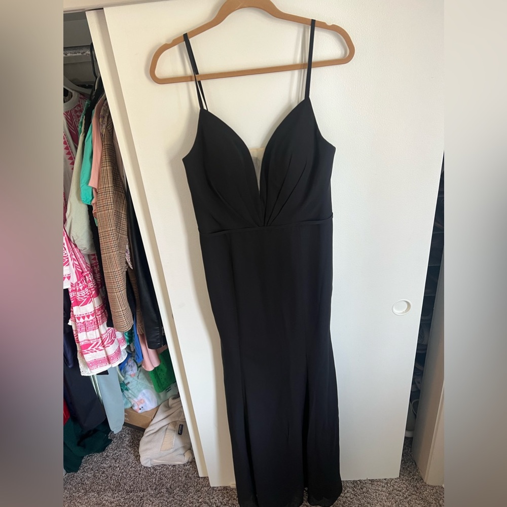 Azazie floor length black dress